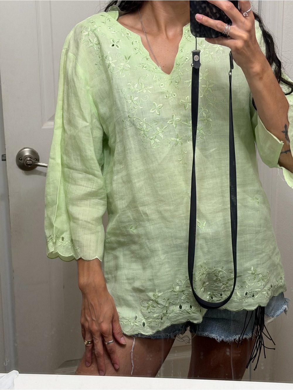 Light Green Embroidered Women’s Tunic Top